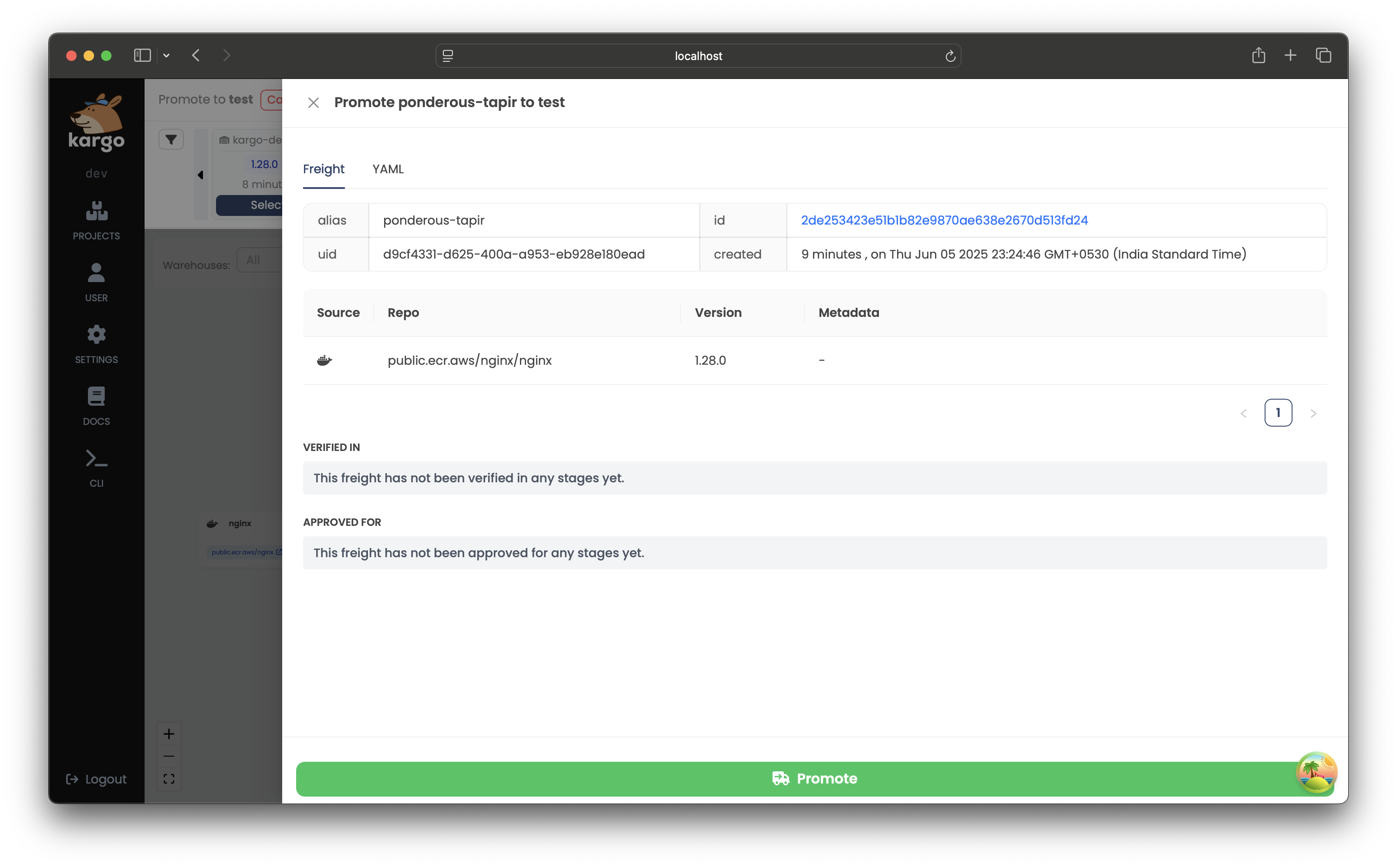 Kargo Promotion Confirmation